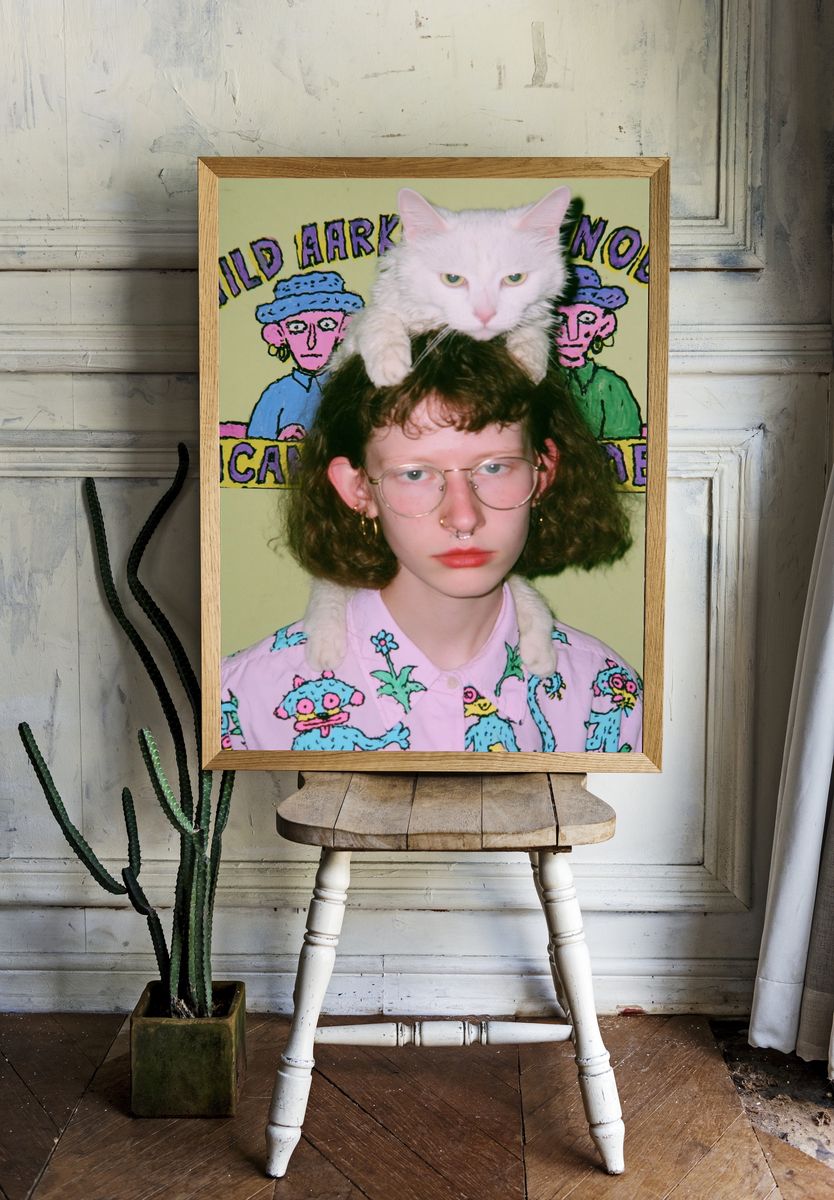 White Cat Portrait Photography Poster. room preview
