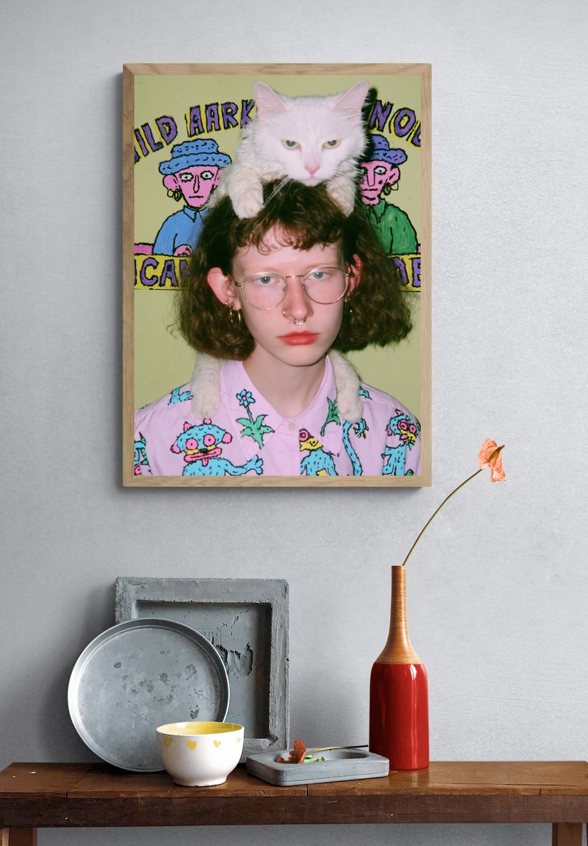 White Cat Portrait Photography Poster. — room view 3