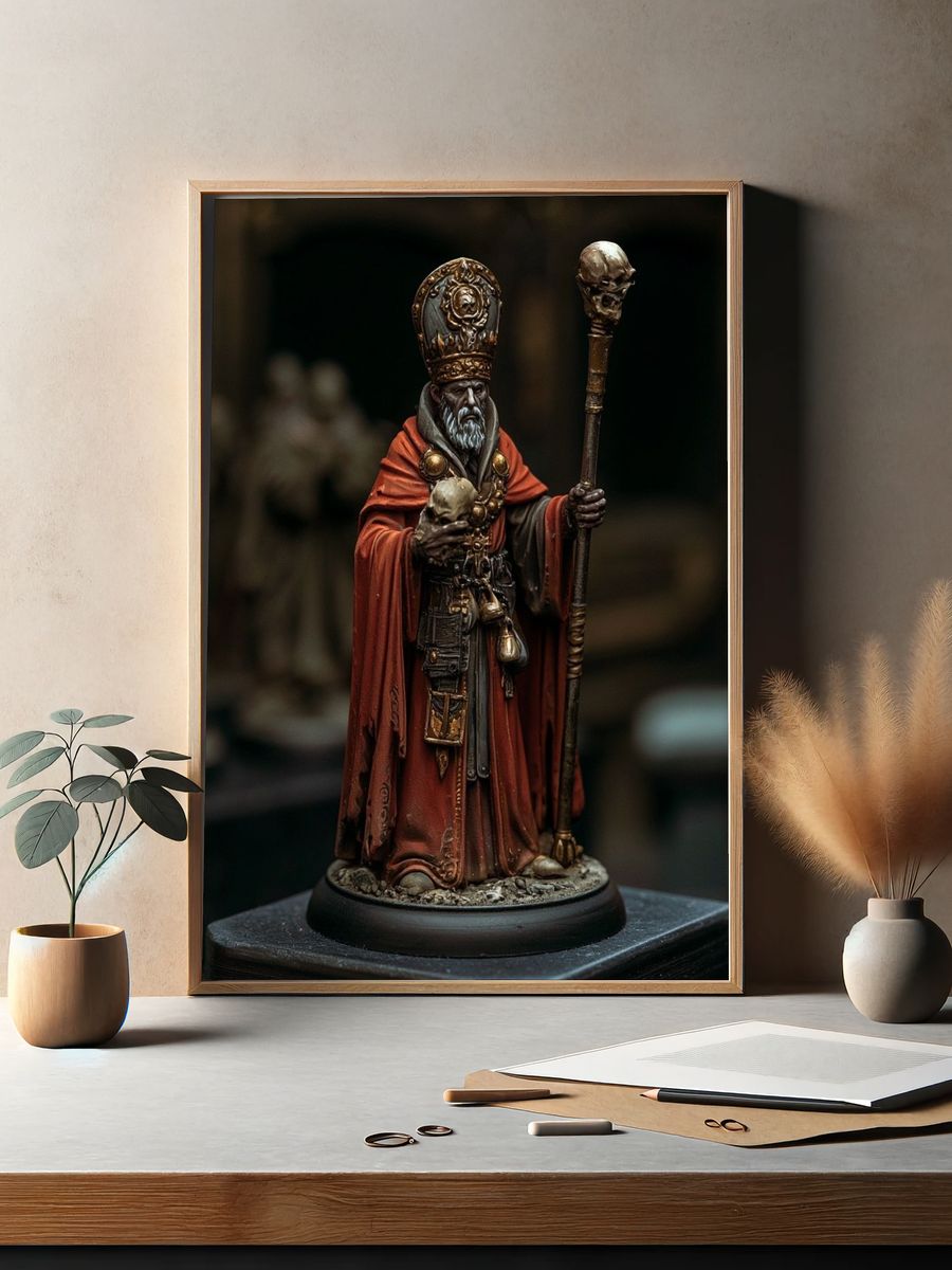 Dark Fantasy Cleric Miniature Print. — room view 2