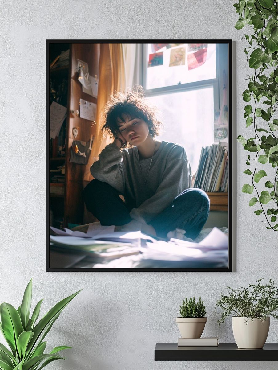 Moody Bedroom Portrait Photography Poster. — room view 4