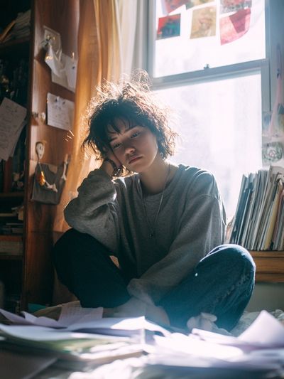 Moody Bedroom Portrait Photography Poster. poster