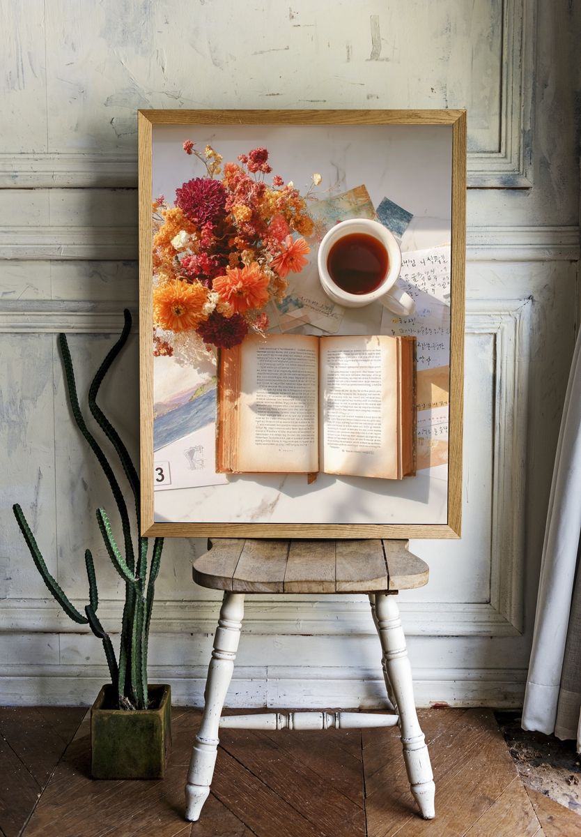 Cozy Still Life with Flowers Poster. room preview