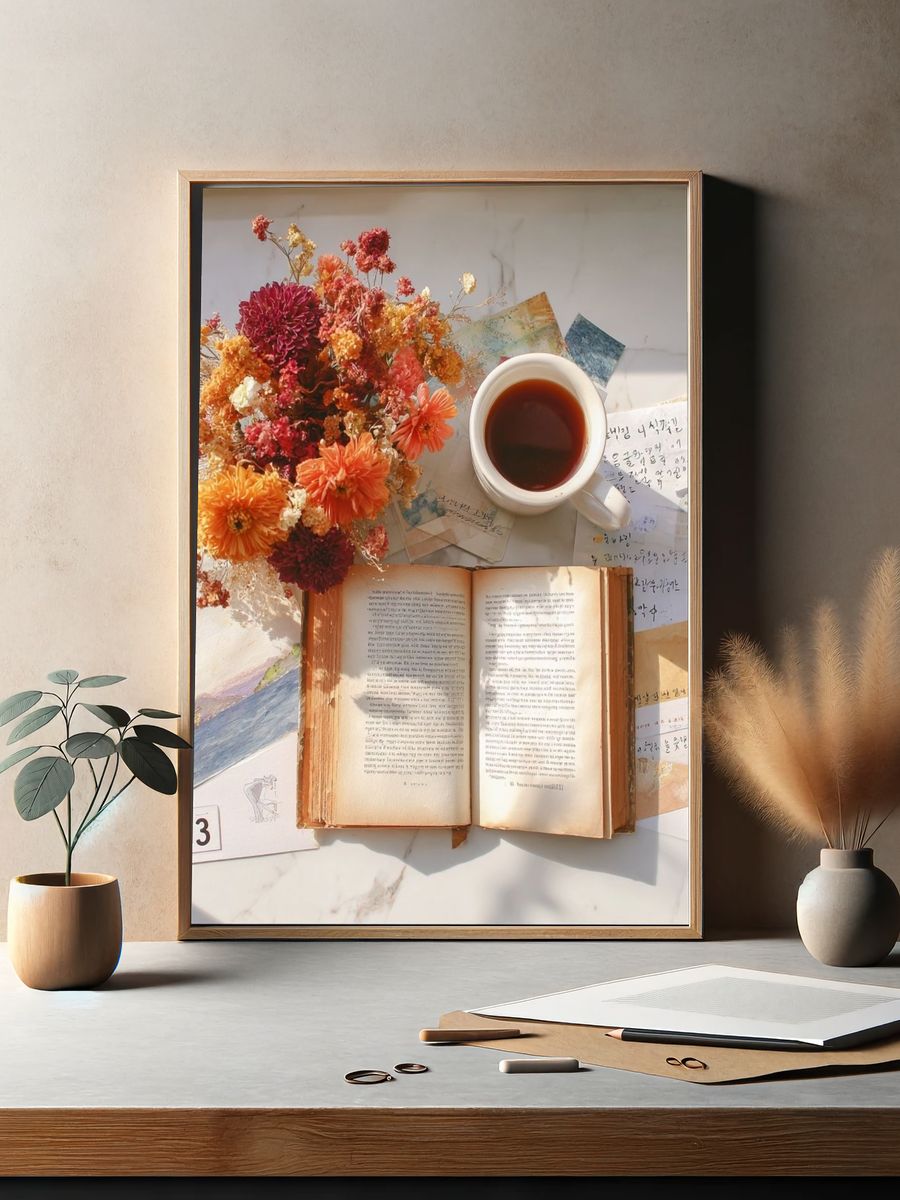 Cozy Still Life with Flowers Poster. — room view 2