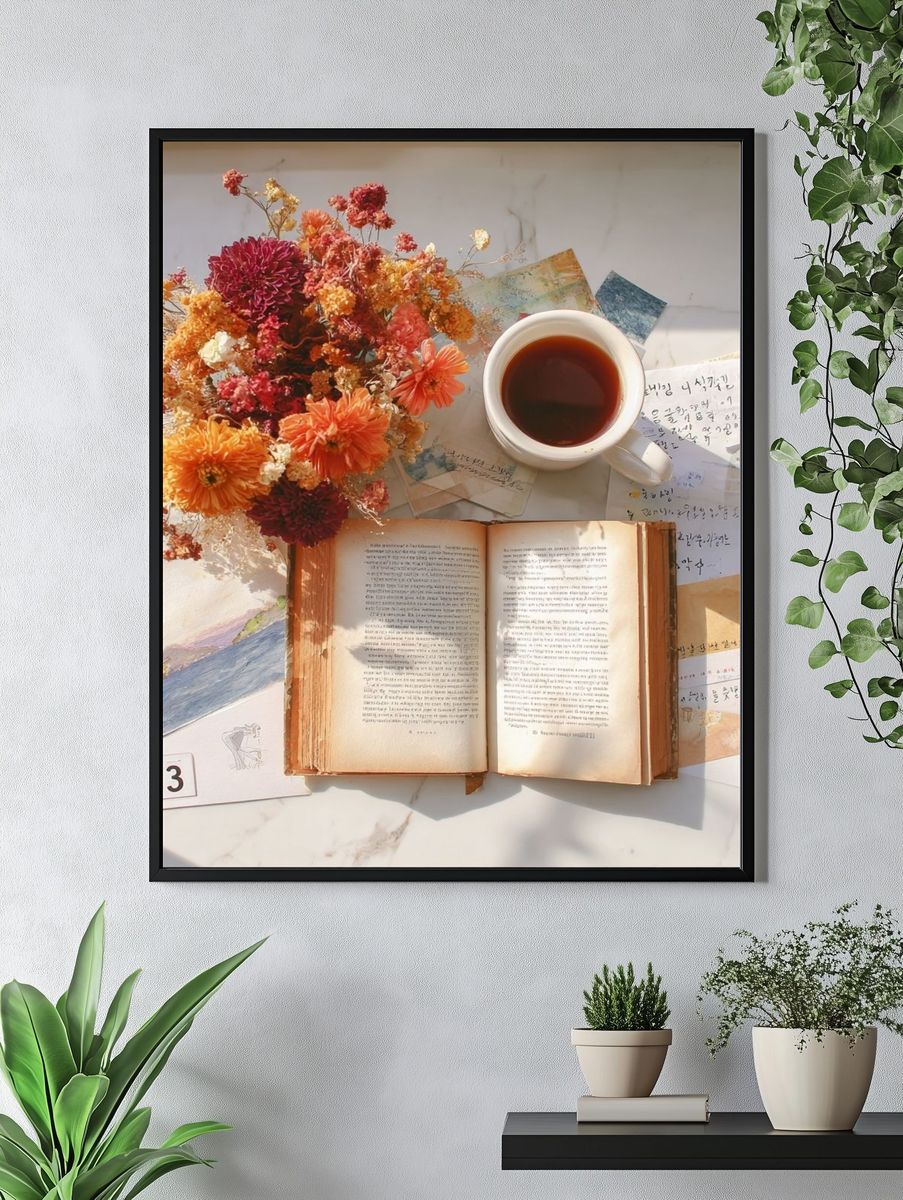 Cozy Still Life with Flowers Poster. — room view 4
