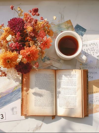 Cozy Still Life with Flowers Poster.