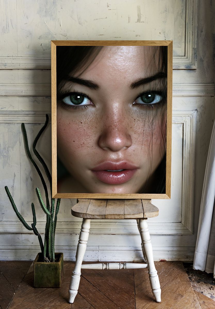 Freckled Portrait Photography Poster. — room view 1