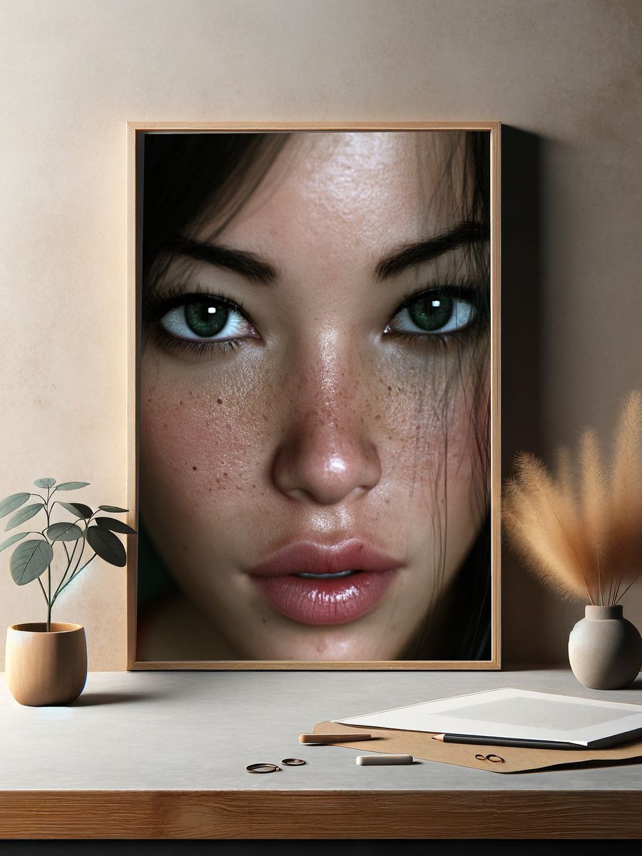 Freckled Portrait Photography Poster. — room view 2