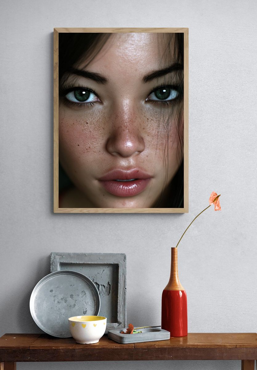 Freckled Portrait Photography Poster. — room view 3