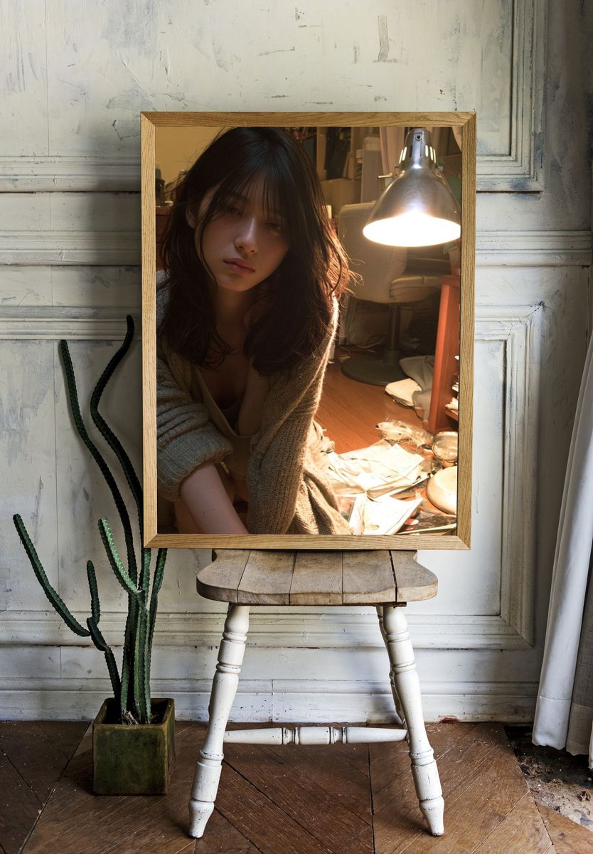 Moody Studio Portrait Print. room preview