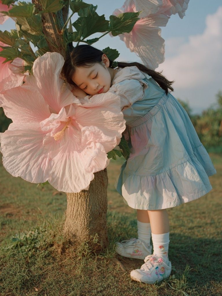 Dreamy Girl and Hibiscus Photography Poster. poster — photography art