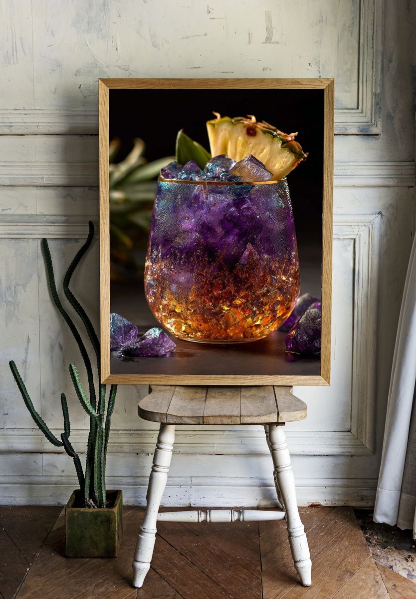 Tropical Crystal Cocktail Photography Poster. — room view 1