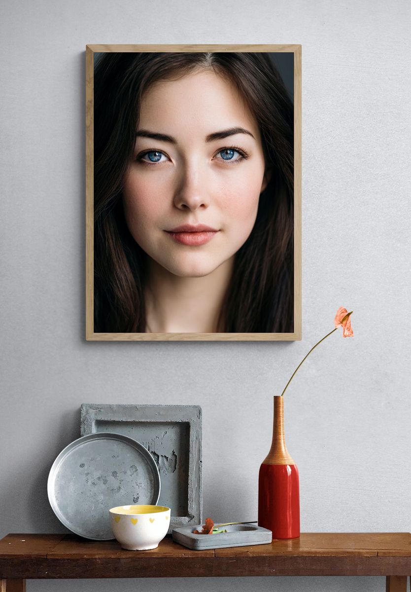 Blue-Eyed Woman Portrait Print. — room view 3