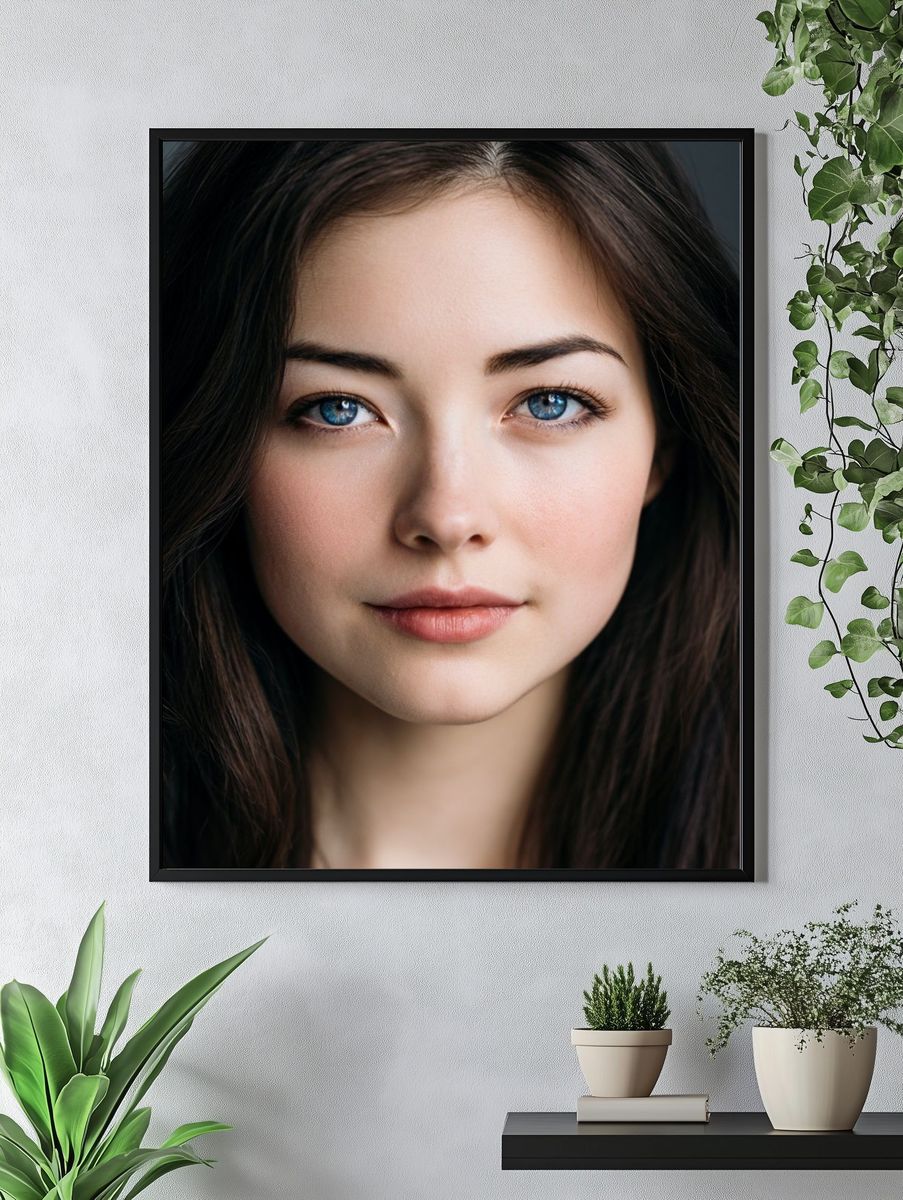 Blue-Eyed Woman Portrait Print. — room view 4