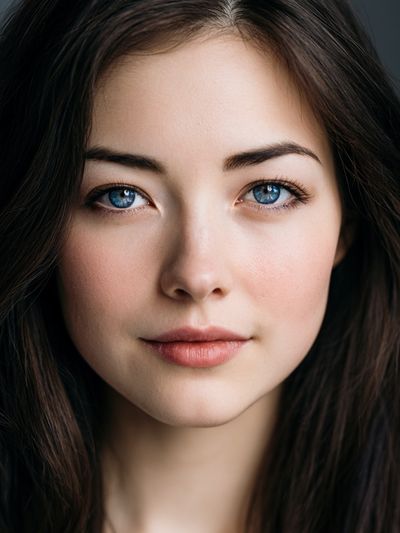 Blue-Eyed Woman Portrait Print. poster