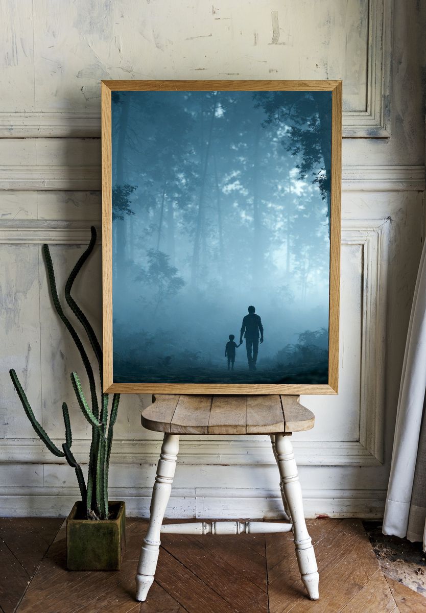 Misty Forest Walk Photography Poster. room preview