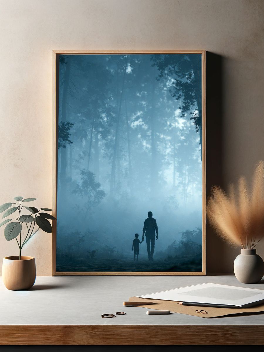 Misty Forest Walk Photography Poster. — room view 2