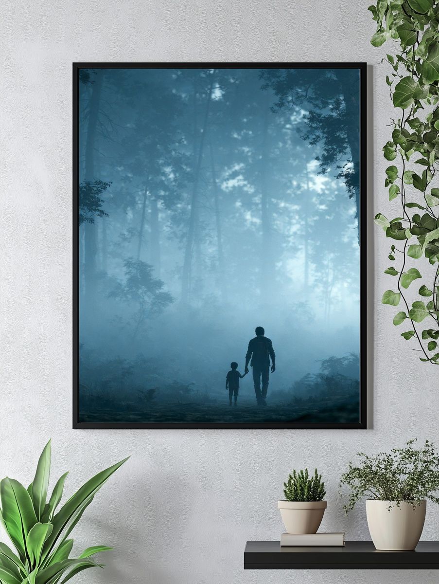 Misty Forest Walk Photography Poster. — room view 4