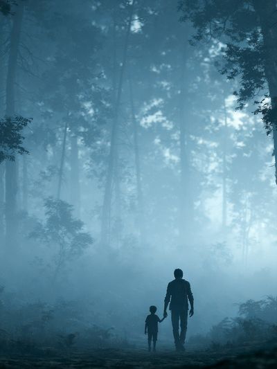 Misty Forest Walk Photography Poster.