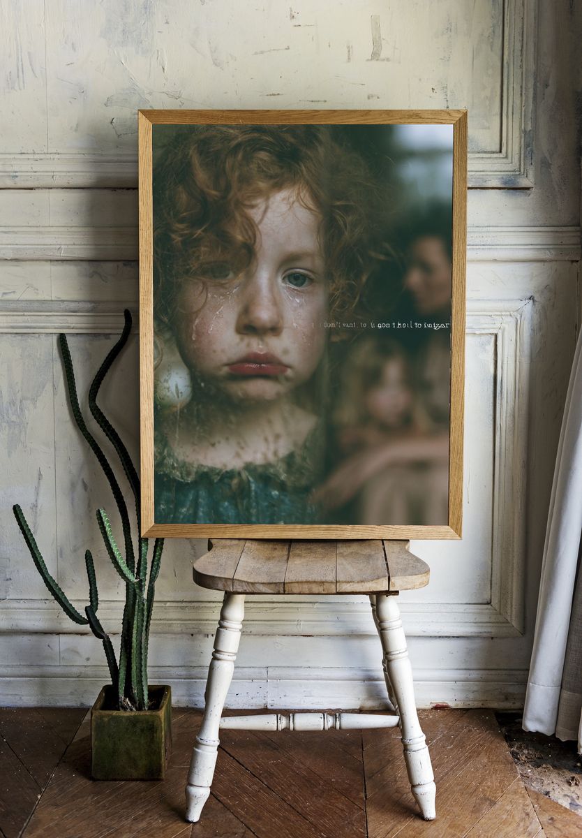 Melancholy Child Portrait Poster. room preview