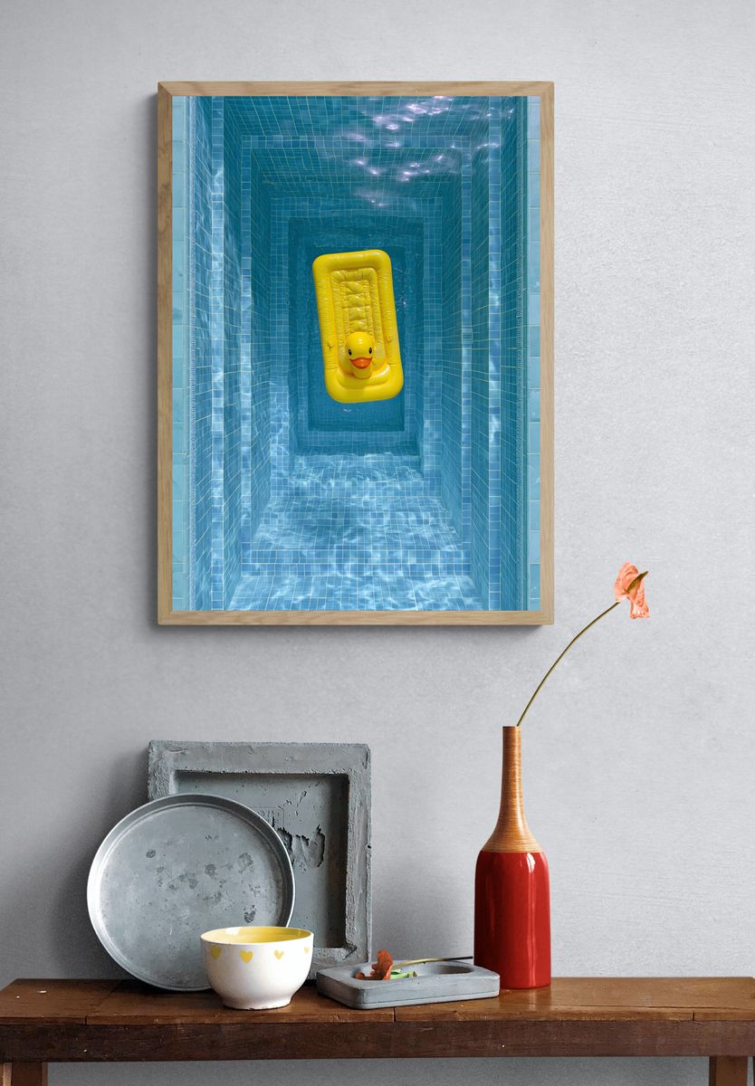 Yellow Duck Pool Staircase Print. — room view 3