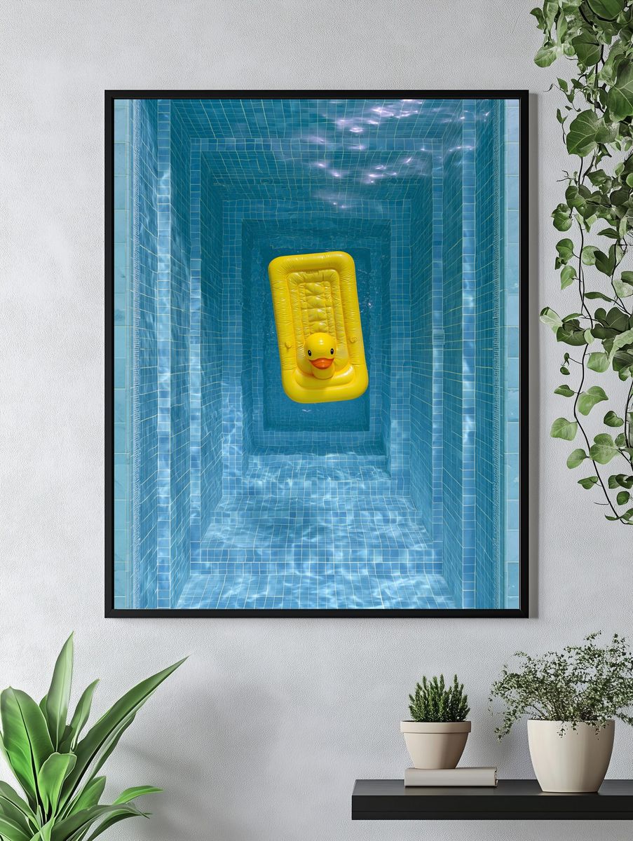 Yellow Duck Pool Staircase Print. — room view 4