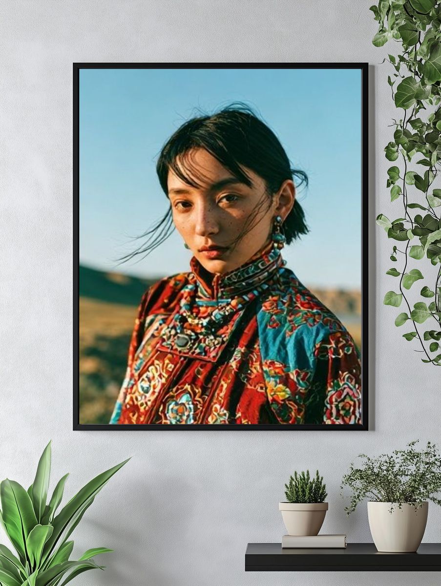 Portrait in Colorful Silk Poster. — room view 4
