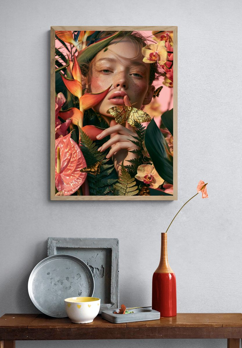 Tropical Portrait Floral Poster. — room view 3