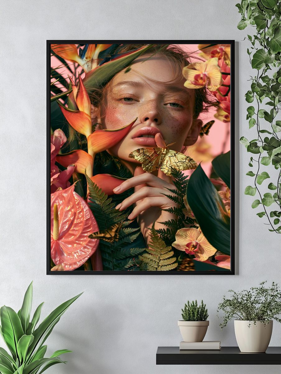 Tropical Portrait Floral Poster. — room view 4