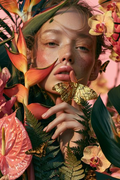 Tropical Portrait Floral Poster.