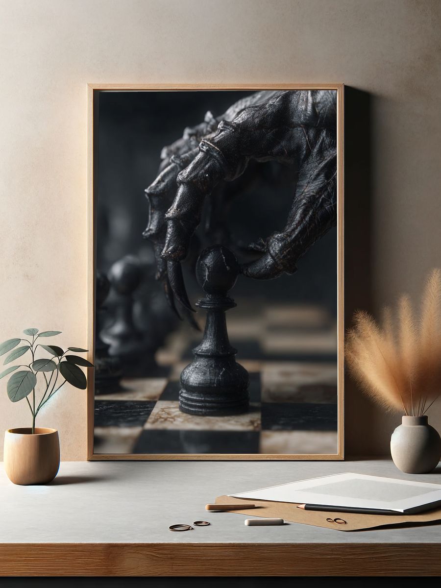 Dark Chess Claw Photography Poster. — room view 2