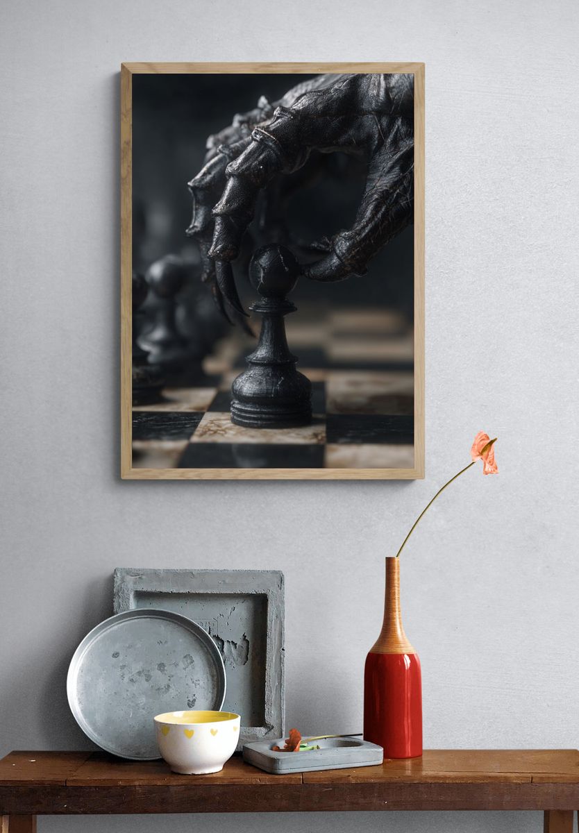 Dark Chess Claw Photography Poster. — room view 3