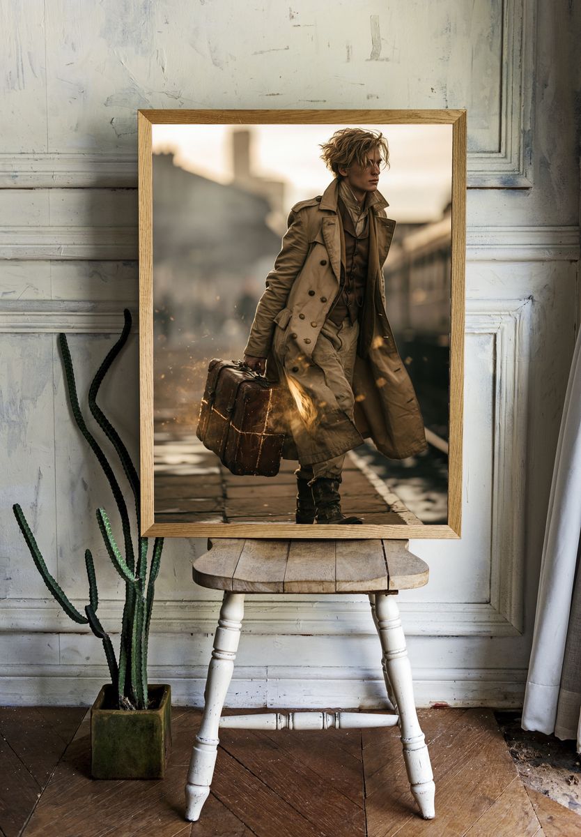 Trench Coat Traveler Photography Poster. — room view 1