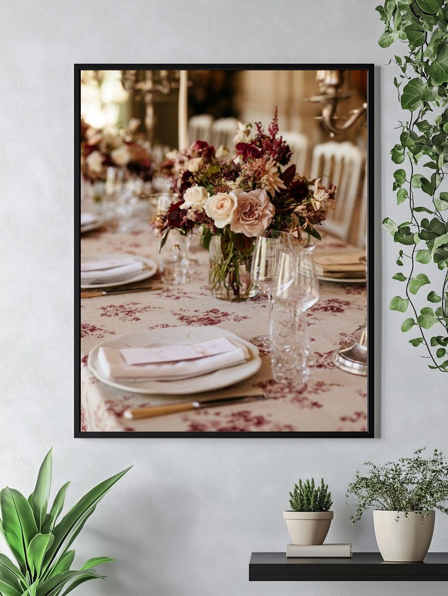 Romantic Floral Tablescape Photography Poster. — room view 4