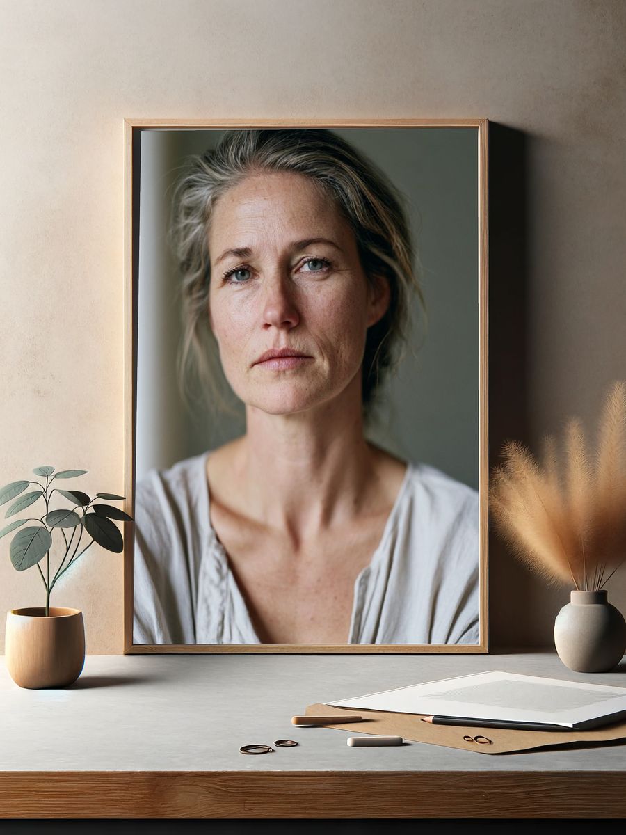 Contemplative Woman Portrait Print. — room view 2