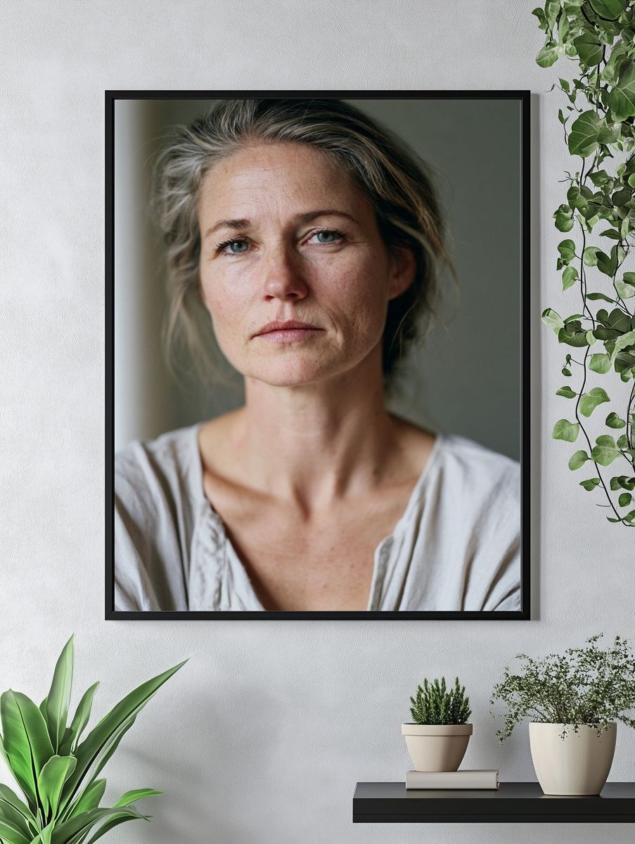 Contemplative Woman Portrait Print. — room view 4