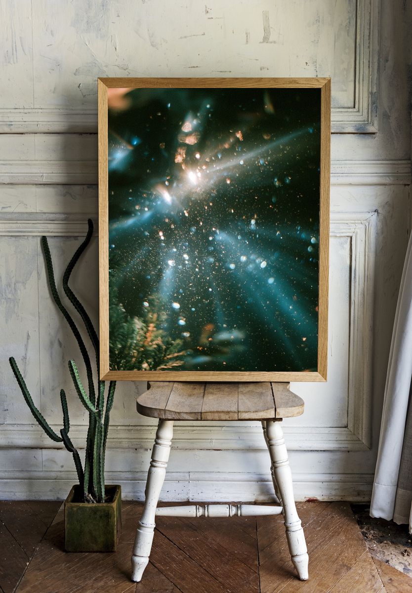 Forest Light Rays Photography Poster. room preview