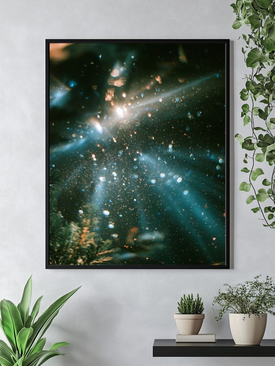 Forest Light Rays Photography Poster. — room view 4