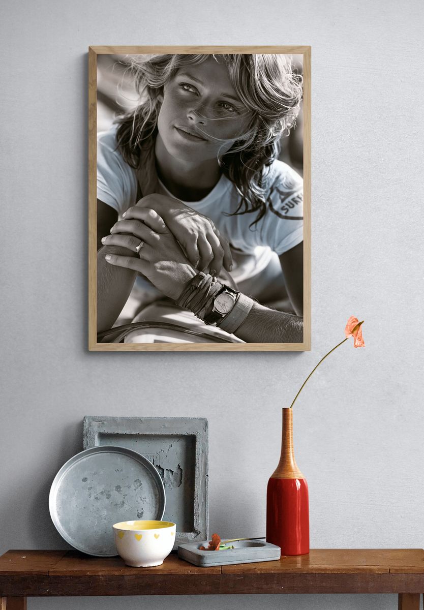 Black-and-White Surfer Portrait Print. — room view 3