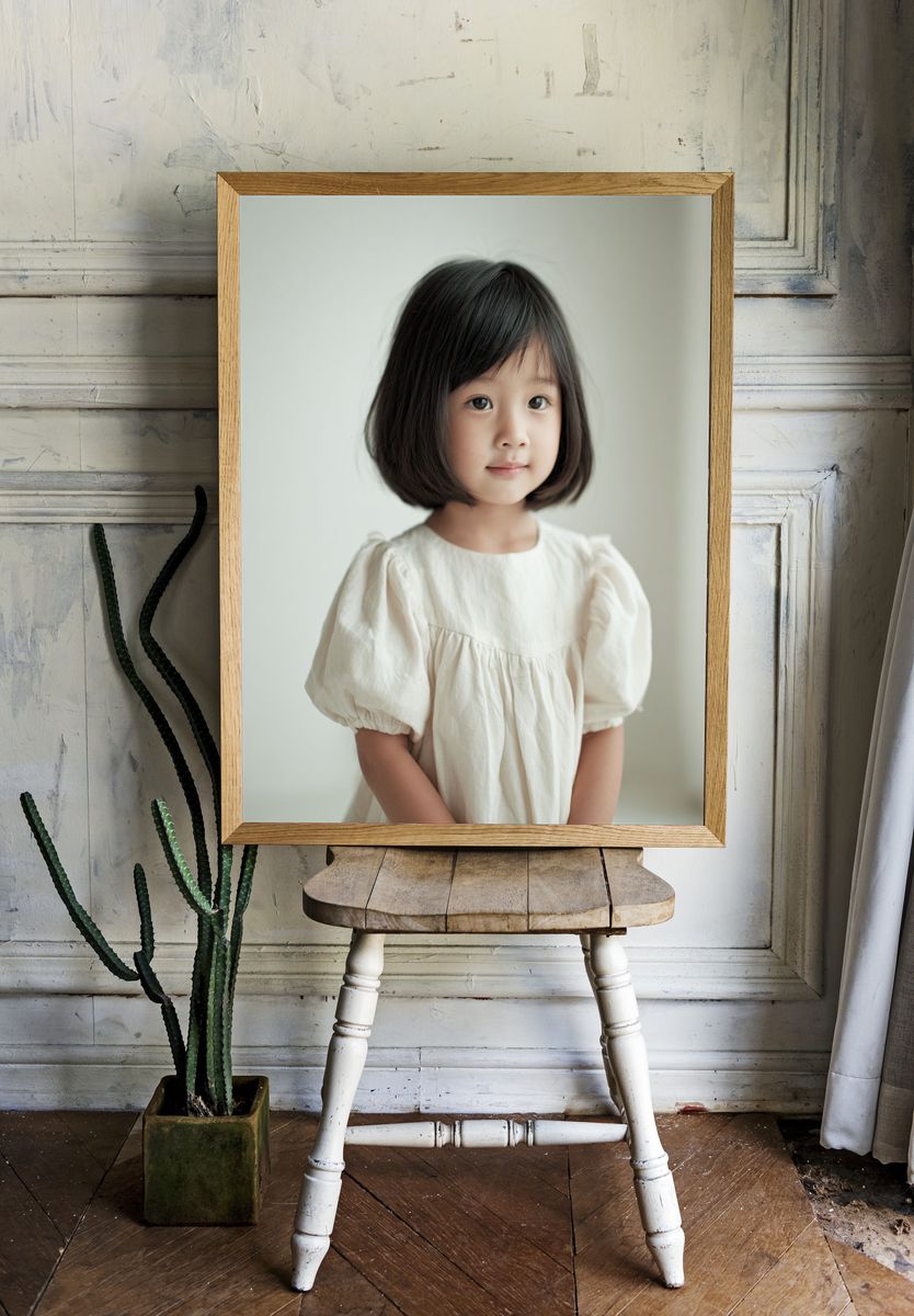 Soft Portrait of a Little Girl Print. room preview