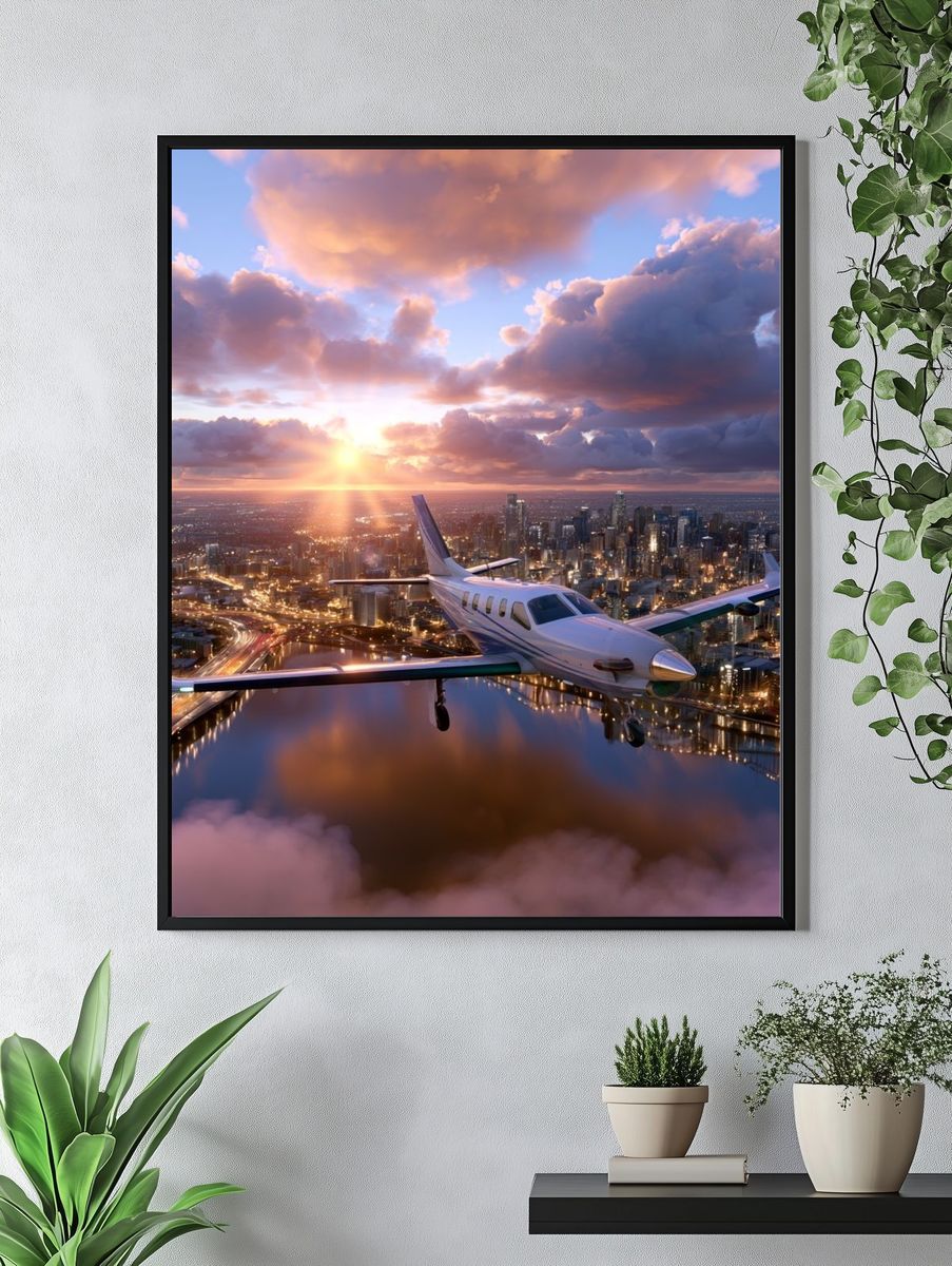 Sunset City Flight Photography Poster. — room view 4
