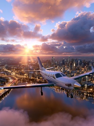 Sunset City Flight Photography Poster. poster print