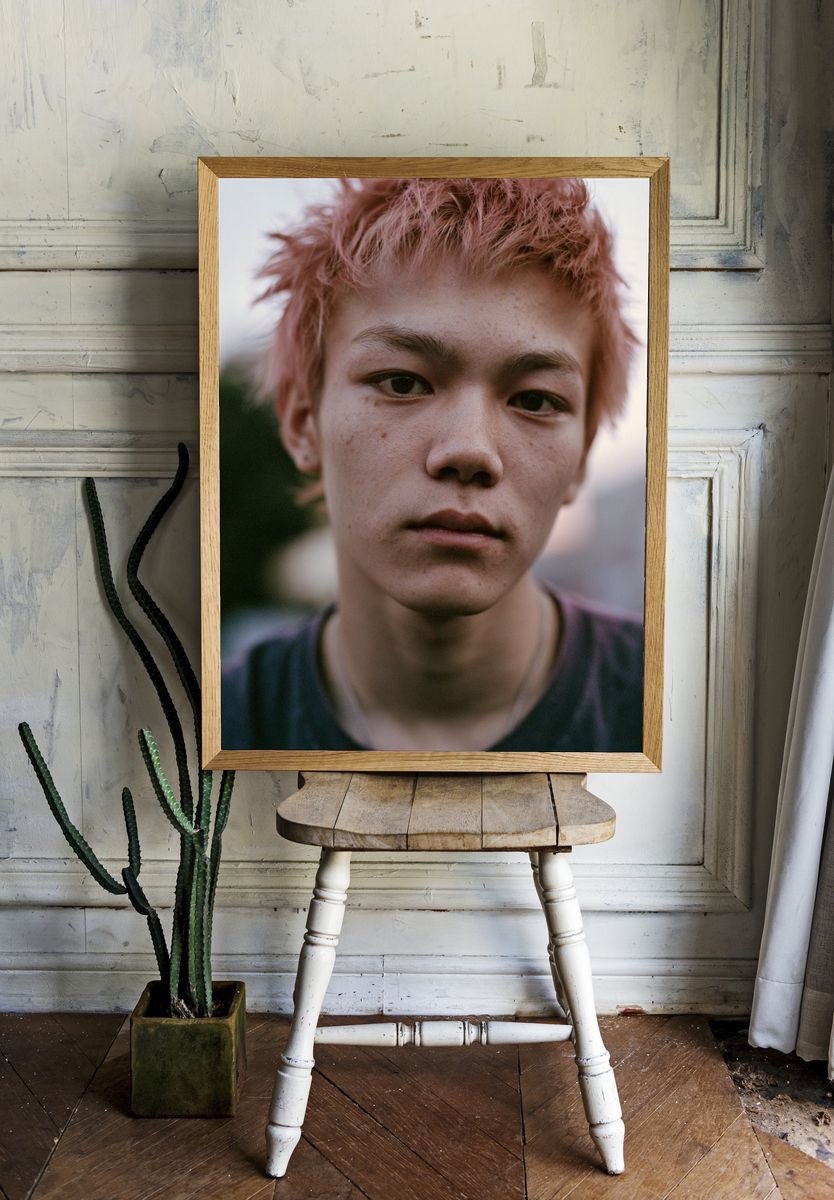Pink-Haired Portrait Photography Poster. room preview