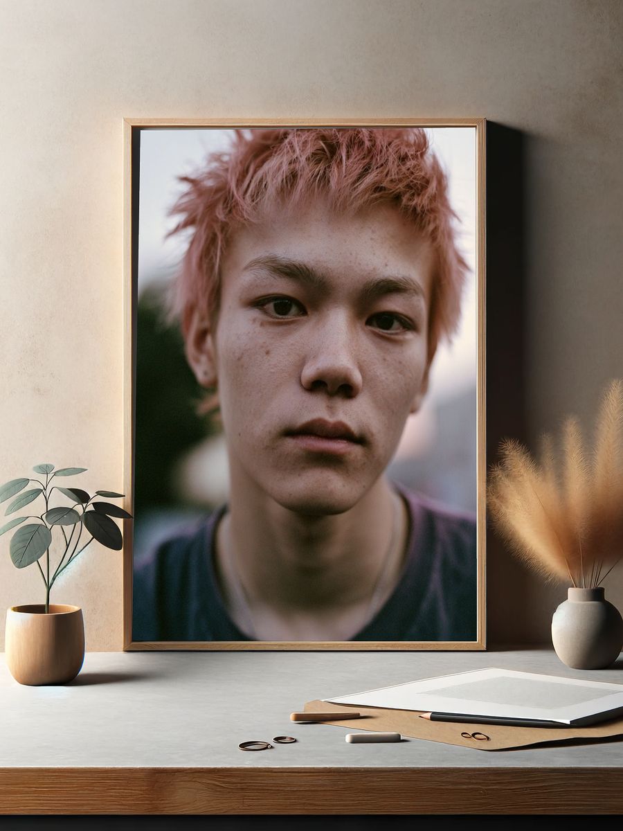 Pink-Haired Portrait Photography Poster. — room view 2
