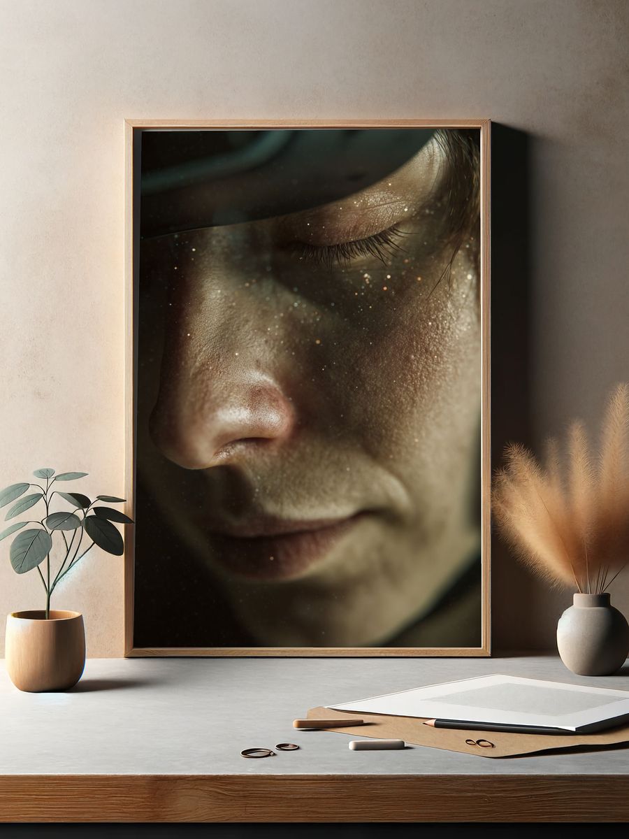 Dreamy Cosmic Portrait Print. — room view 2