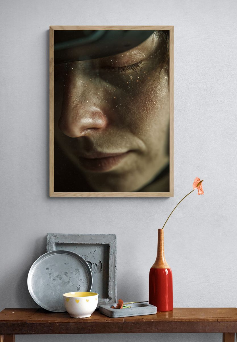 Dreamy Cosmic Portrait Print. — room view 3