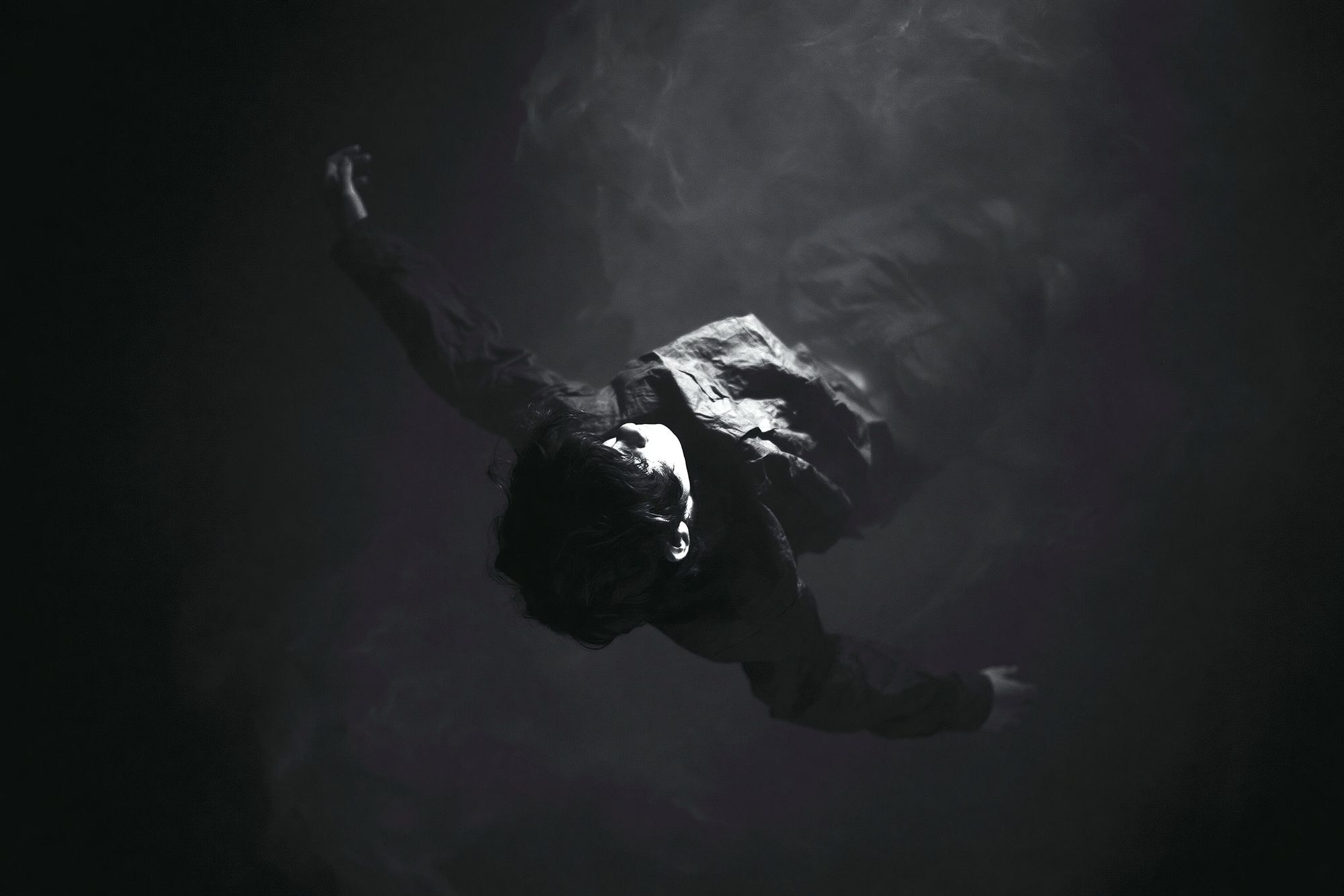Floating Figure Black-White Poster. poster detail