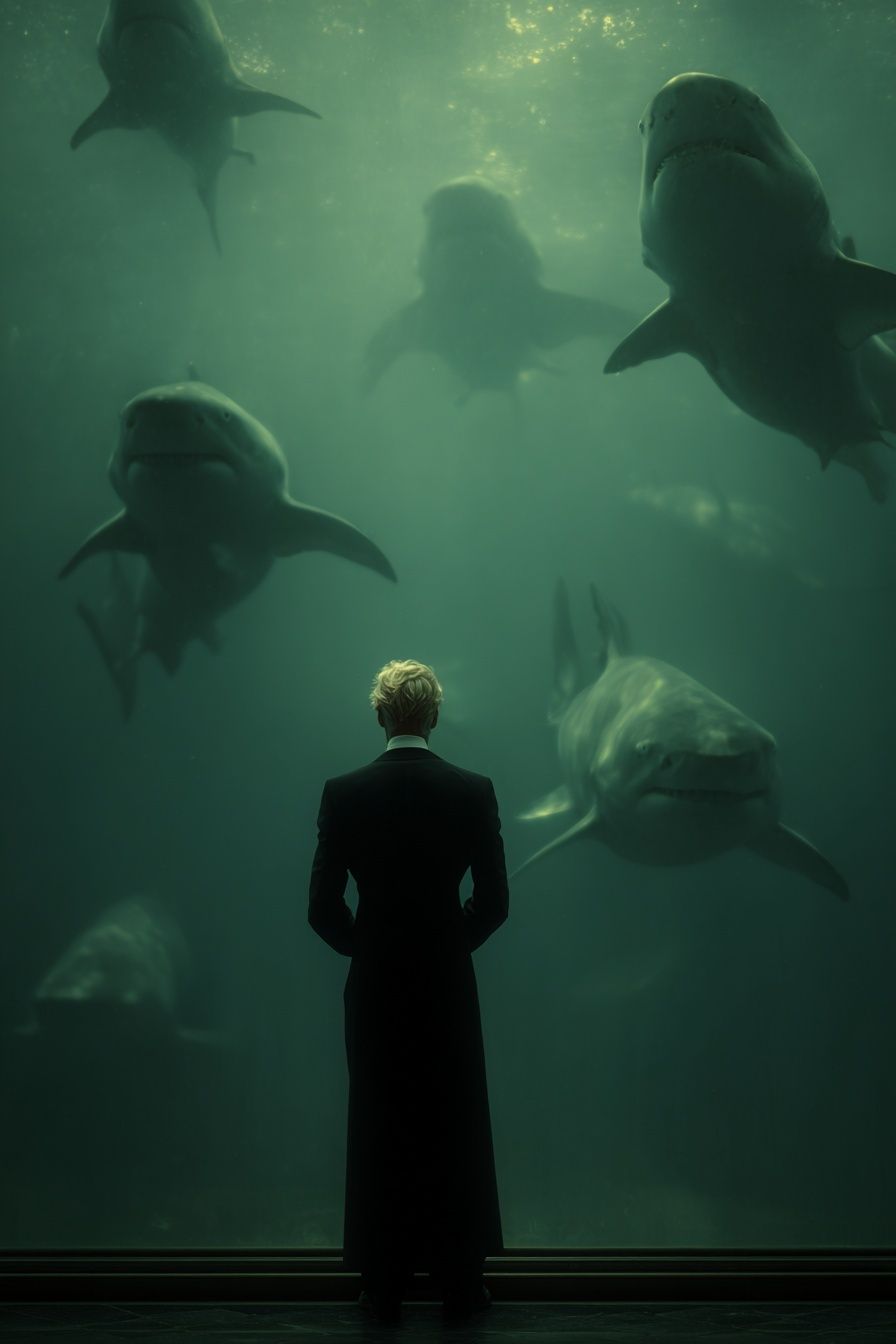 Shark Aquarium Silhouette Poster. poster detail