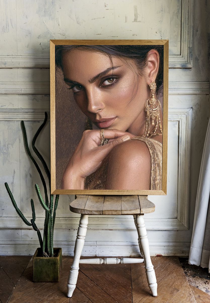 Elegant Woman Portrait Print. room preview