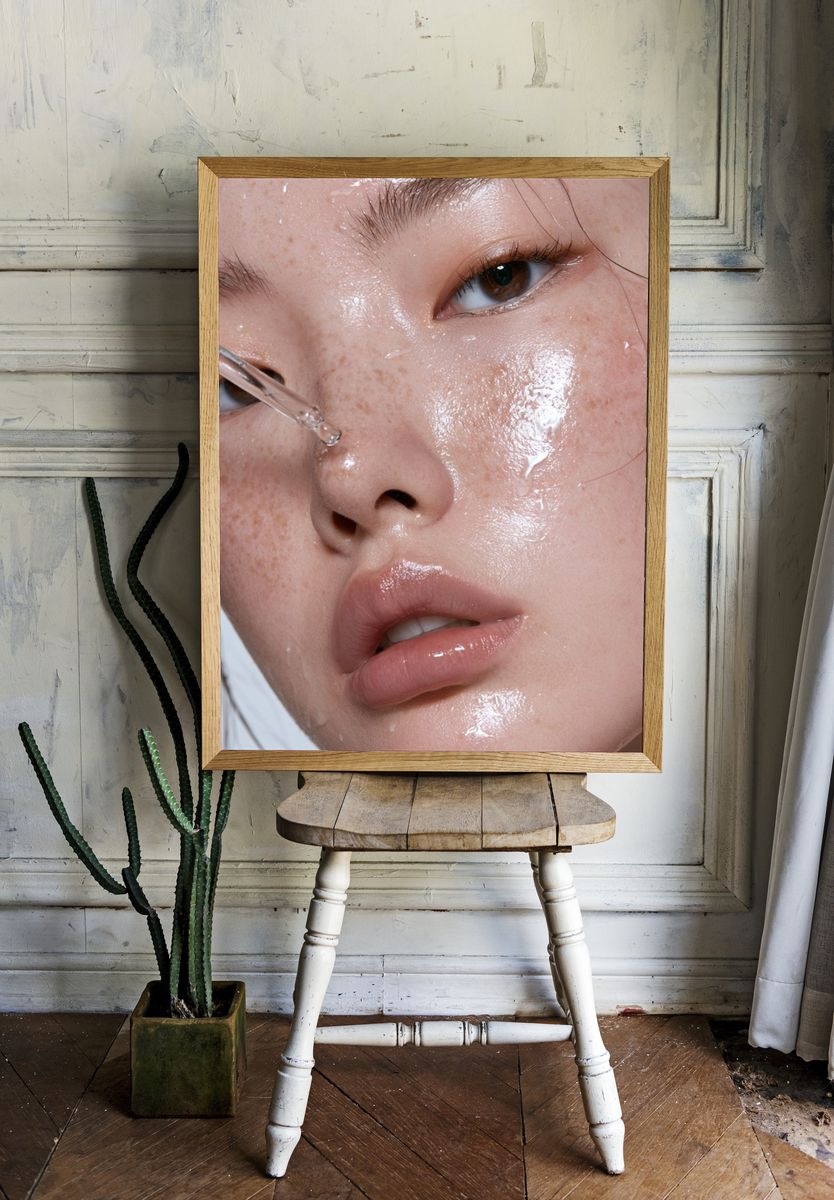 Glossy Freckled Portrait Poster. room preview