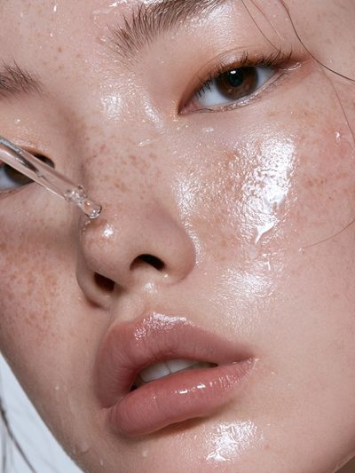 Glossy Freckled Portrait Poster. poster